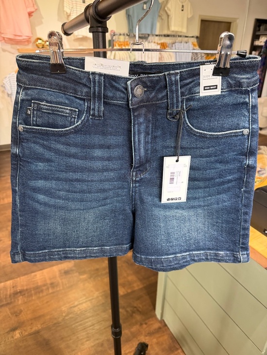Judy Blue Pants - Judy Blue Dark Wash Denim Jean Shorts with Flap pockets